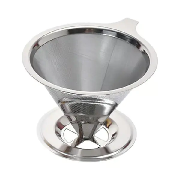 Kaffefilter i rustfritt stål, Pour Over, Gjenbrukbar, Papirløs, Kaffekonfilter for hjemmet (LGL) Silver