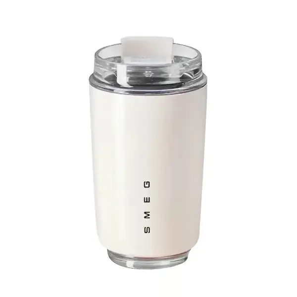 Isolert kaffekopp 351 ml Lekkasjesikker reisekopp med lokk for varme og kalde drikker (LGL) Hvit