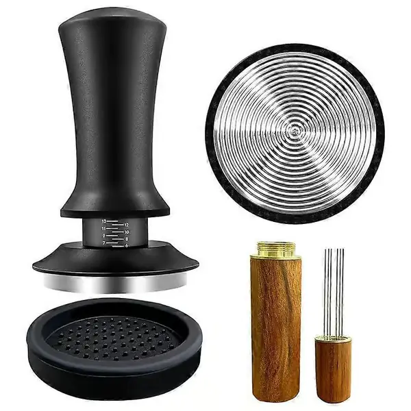 [KK] Kaffe Espresso Tamper 51mm med WDT-verktøy Kalibrert fjærbelastet, med silikonmatte, kompatibel med Espresso As shown