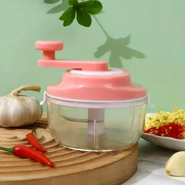 1 stk. Kitchencraft Multifunksjonell Manuell Hvitløkskvern - Uladd Plast Kryddermikser med Roterende Håndtak for Enkel Matlaging Pink
