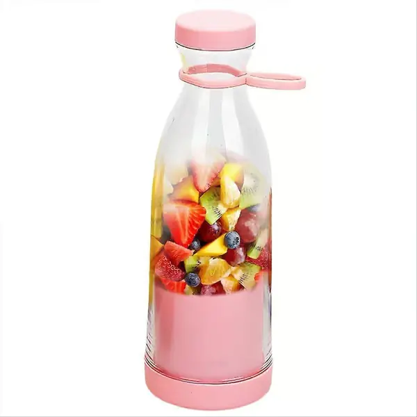 Bærbar blender, bærbar trådløs juicer fruktjuicer for smoothiesflaske, 420 ml smoothieblender Vaaleanpunainen