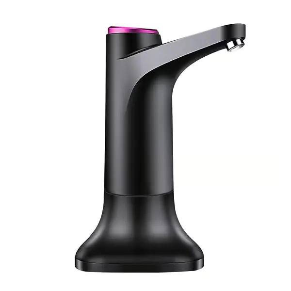 Elektrisk Vannflaskepumpe Med Base USB Vanndispenser Bærbar Automatisk Vannpumpe Bøtteflaske Dispenser - black