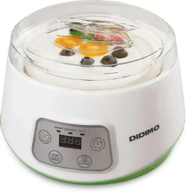 Yoghurtmaskin, 3-i-1 gresk yoghurtmaskin, kan lage yoghurt/natto/risvin, automatisk digital yoghurtmaskin med tidskontroll, 1,2 quart glass yoghurt