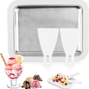 Instant Iskremmaskin Isrullplate Rullet Iskremmaskin med 2 Spatler Rullet Isplate for å Lage Iskrem Gelato Frukt Milkshake