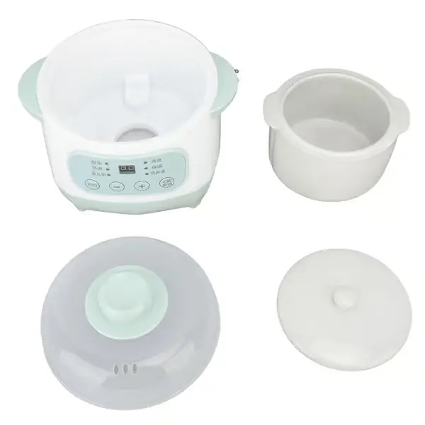 200W 1L Slow Cooker med keramisk innergryte, tidsinnstilling, grønn, jevn oppvarming, elektrisk slow stew-koker for matlaging, EU-plugg 220V