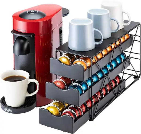 Flaggskip Pod Holder Vertuo Pod Skuff Stor Multi-lags Kaffepod Holder (3 Lag (60 Pods Kapasitet))