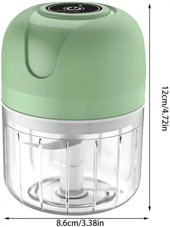 Trådløs elektrisk løkkutter og minihakker - 250 ml kjøkkenhakker for grønnsaker, hvitløk og urter - USB oppladbar - Kompakt hakker Hvit