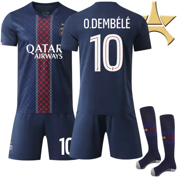 25-26 Paris Saint G ermain Barn Hjemmedrakt Champions League-vinnere 1-stjerners Drakt Nr. 10 Ousmane Dembélé 1-star No. 10 Dembélé 20
