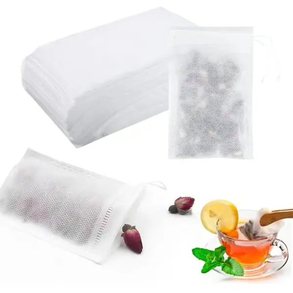 200 stk. teposer, 7,9 cm teposer engangs påfyllbare teposer med snøring for te, blomsterte, kaffe, krydder, etc. (7,9 cm)