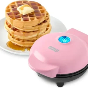 Minivaffeljern, kompakt non-stick frokostsandwichjern for vafler, pannekaker, hash browns og raske snacks, 220V pink