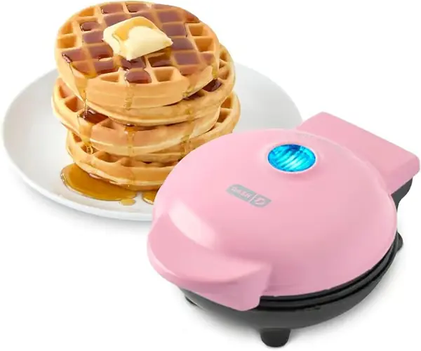 Minivaffeljern, kompakt non-stick frokostsandwichjern for vafler, pannekaker, hash browns og raske snacks, 220V pink