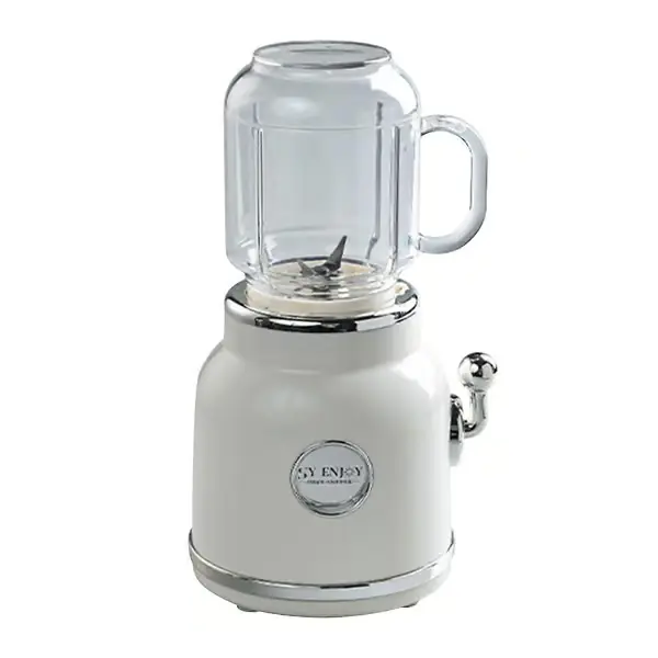 Elektrisk Juicer Kopp Små Blendere For Retro Isknuser Benkeplate Juicer Med Rustfrie Stål Blader For Reise Strand Kontor Sport (FMY) White