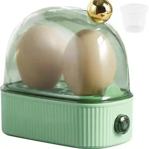 Eggkoker 2 egg, kompakt elektrisk eggkoker, beste eggkoker koker alle tre koketrinnene - myk, medium, hard Ty Green Green
