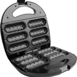 850W Pølsebrødmaskin - 6-i-1 Non-Stick Maskin for Pølser, Pizzalommer, Kjeksruller