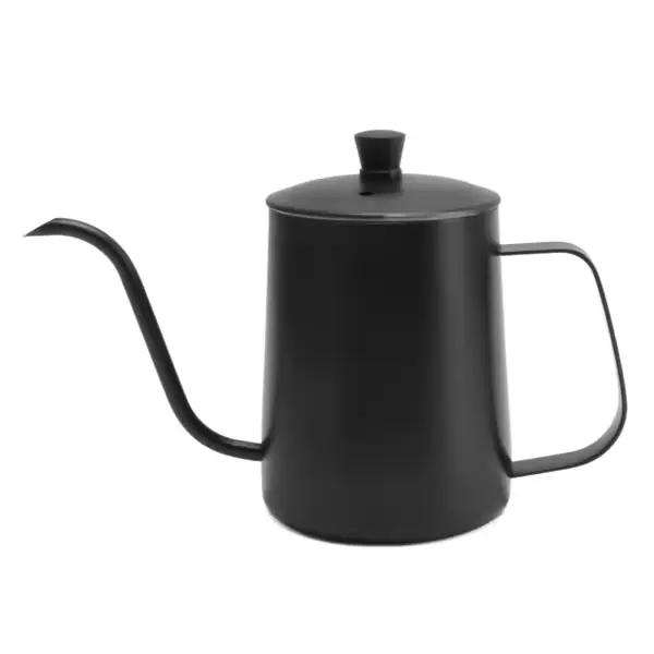 Helle over kaffekanne Lang smal tut 304 Rustfritt stål Svanhals Helle over hånddrypp Te Kaffe Kanne 600ML Svart med lokk-XS5-