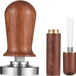 Espressostamper og Kaffefordeler - Trehåndtak, rustfri base - Egnet for espresso - Barista-sett - 51 mm