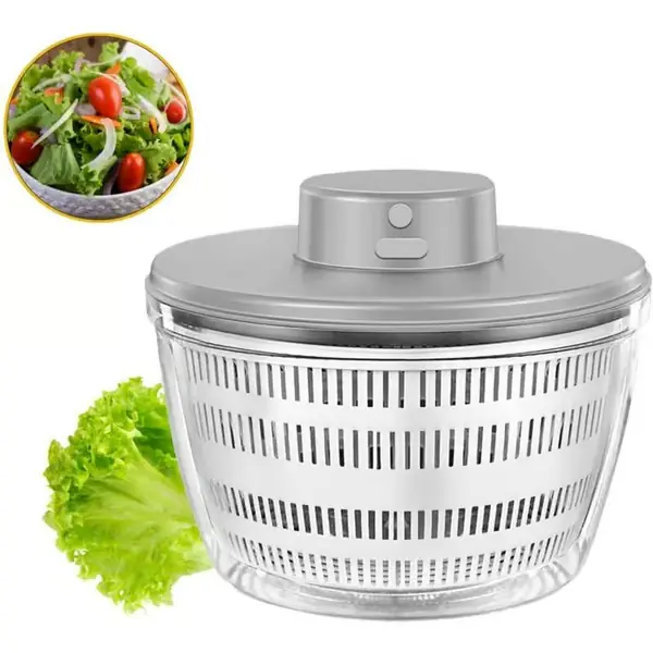 4000 ml automatisk trådløs USB salatsentrifuge, automatisk dehydrator for frukt og grønnsaker, serveringsbolle, rask tørking, kjøkkenredskap i en