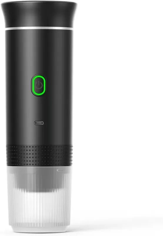 Bærbar kaffetrakter, reisekaffetrakter, batteridrevet kaffemaskin, enkeltkopp espressomaskin for camping, bil, bobil, fotturer, kontor (svart)