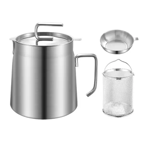 Oljebeholder med stor kapasitet og finmasket filter, enkel å bruke, oljerester-separasjonstank for kjøkken og hjem 2.2L 2.2L 304lvg