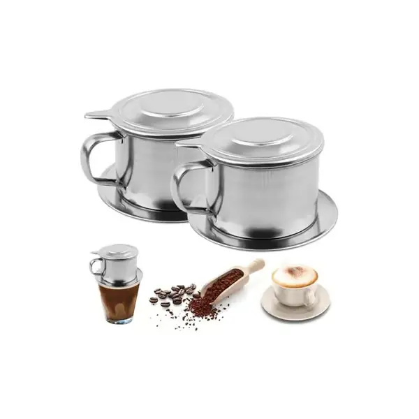 Vietnamesisk kaffedrypper 2 sett i rustfritt stål, vietnamesisk kaffefilter 3, 3x2,5 tommer gjenbrukbart profesjonelt tilbehør, drypper, filter