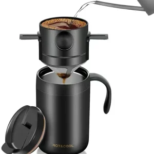 Bærbar utendørs håndbrygget kaffekopp, termoskopp i rustfritt stål, bærbar kopp, kaffekopp til husholdningsbruk, dryppfilterssett