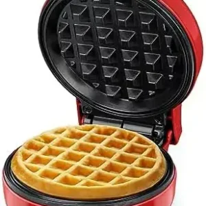 Mini vaffeljern, klar indikatorlampe, non-stick belegg, kjølig håndtak, kompakt størrelse Red