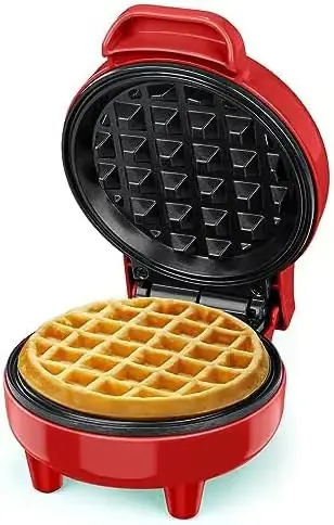 Mini vaffeljern, klar indikatorlampe, non-stick belegg, kjølig håndtak, kompakt størrelse Red