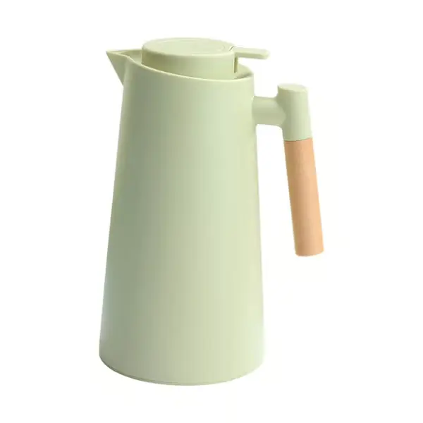 1L Termokanne for kaffe Dobbel vegg Vakuum kaffekanne Termokanne med trehåndtak
