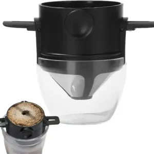 Gjenbrukbart kaffefilter med kopp - Dryppfilter i rustfritt stål - Permanent kaffefilter for reise, camping, hjem