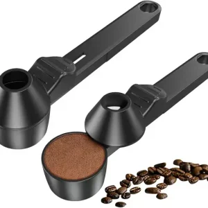 Kaffeskje og trakt gjenbrukbar kaffemåleskje kapasitet 2 spiseskjeer kaffepulverskje med trakt for kaffe proteinpulver te svart 2