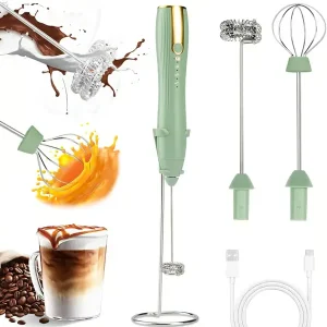 Elektrisk melkeskummer, håndholdt kaffe-melkeskummer, varm og kald melkeskummer, mini blender for hjemmet, latte- og cappuccino-verktøy