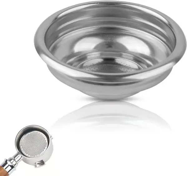58 mm filterkurv i rustfritt stål, 1-kopps gjenbrukbart kaffefilter, espressotilbehør, ikke-trykksatt for bunnløs portafilter