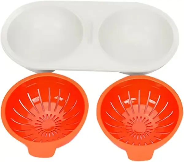 Mikrobølgeeggekoker, Dampkoker Egg, Dobbelt Lag Non-Stick Casser