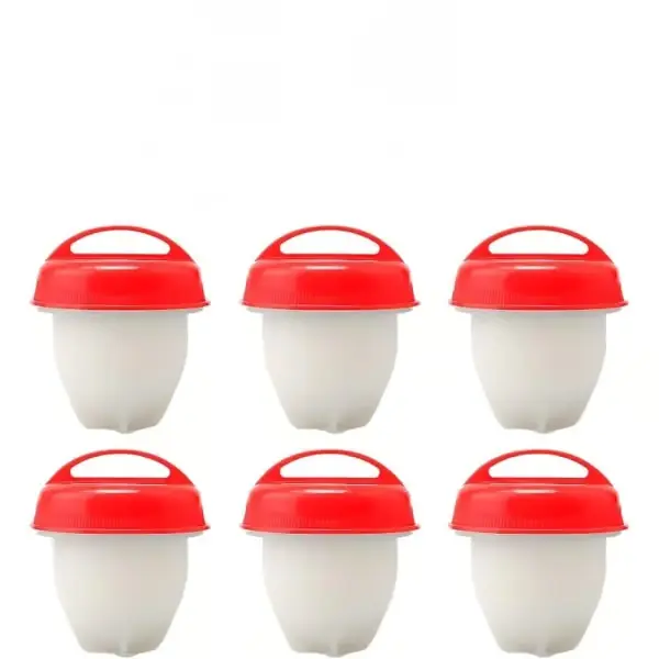 Silikon Egg Cooker, 6-pakning, gjenbrukbare non-stick hardkokte eggkokere med skall