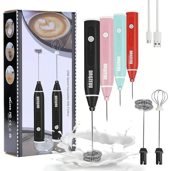 Bærbar melkeskummer, mini USB oppladbar elektrisk latte-skummer, 3 hastigheter, for kaffe, matcha, cappuccino latte