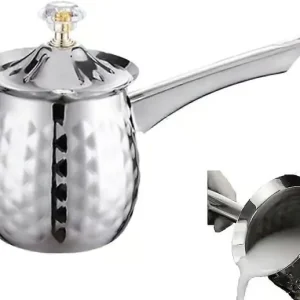Tyrkisk Kaffe Kanne Rustfritt Stål Langt Håndtak Cezve Kaffe Kanne Melk Smør Smelting Kanne 600 Sølv