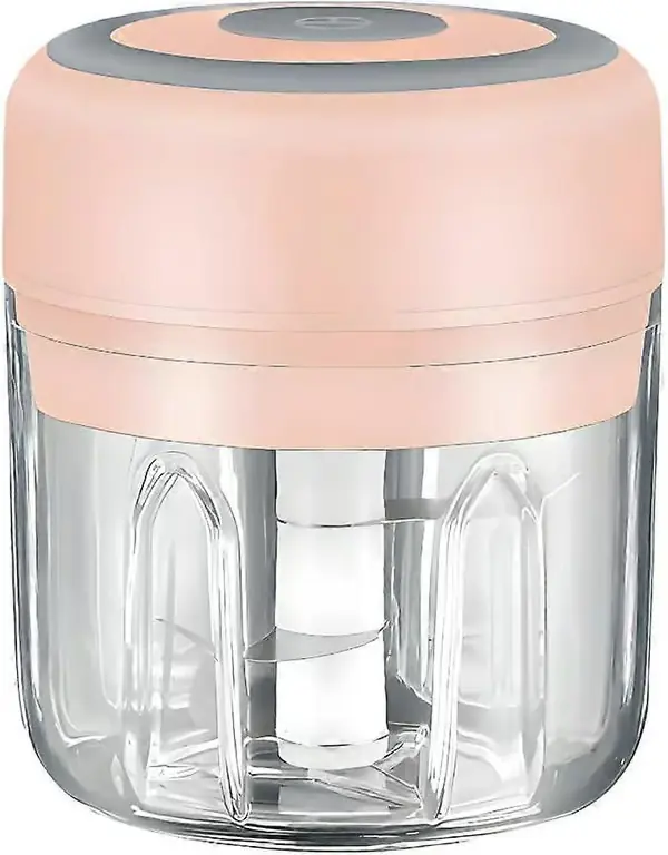 ROSA - Mini elektrisk matprosessor og hvitløkshakker - 250 ml, USB-lading, 3 blader - Perfekt for å hakke grønnsaker, pepper Pink