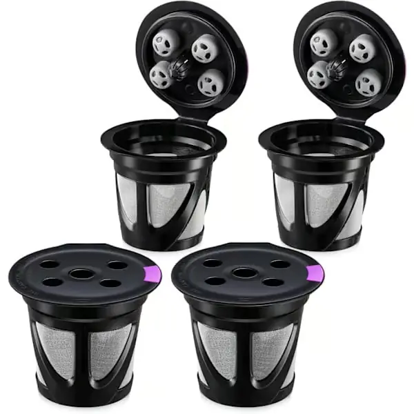 (5,2×4,5×3,4 cm) (4-pakning) Gjenbrukbare kapsler for K Supreme og K Superme Plus kaffemaskiner, svart