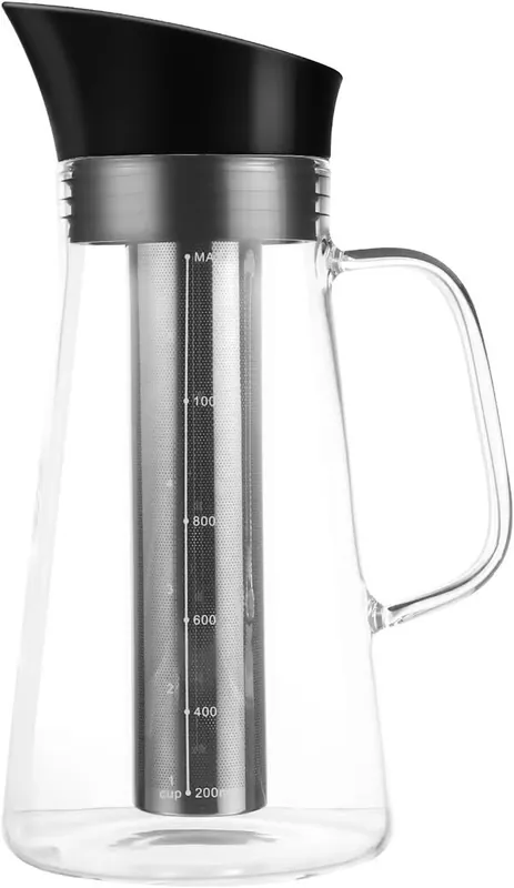 Kaffekanne i glass, stor kapasitet, varmebestandig borosilikatglass, rustfritt stål, praktisk