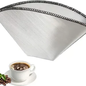 Gjenbrukbart kaffefilter i rustfritt stål, finmasket kjegle 4-6 kopper, sammenleggbart papirløst filter for tilberedning av varme espressodrikker