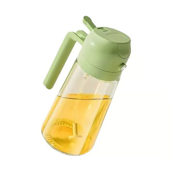 470 ml olivenoljesprayflaske - 2-i-1 olivenoljedispenserflaske for kjøkkentilbehør - Kjøkkenutstyr for airfryer - Grønn green