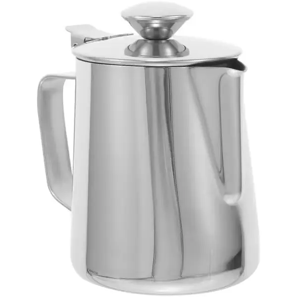 Kaffeskummekopp i rustfritt stål for melk og espresso, med lokk