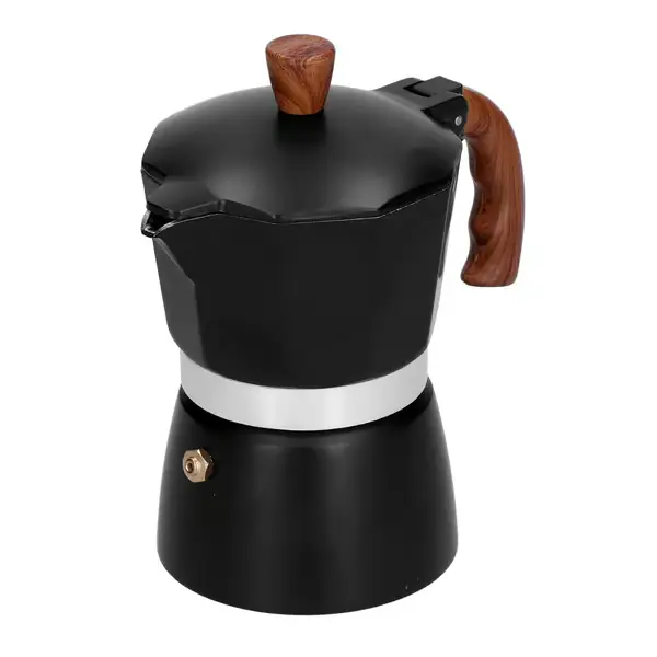 Mokapot i aluminiumslegering, bærbar kaffekanne med varmeisolerende håndtak for hjemmekontor, 150 ml, 3 kopper