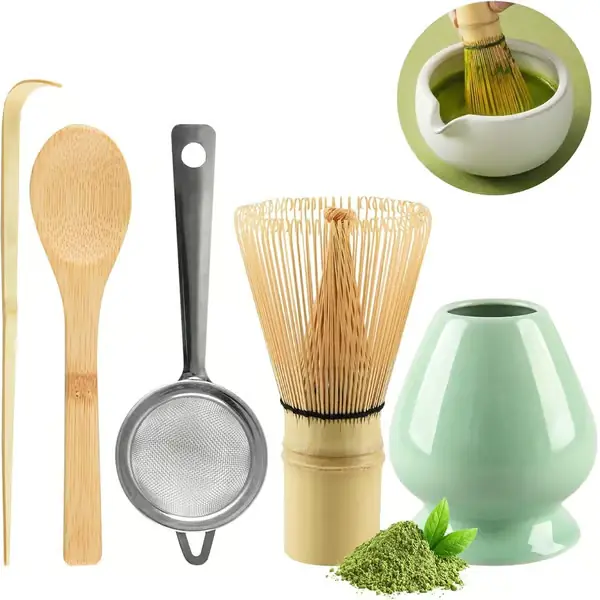 5-delt matcha-sett, matcha-visp, matcha-te-sett, perfekt gave til matcha-elskere.-FF-