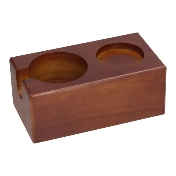 2-hulls kaffetamperholder i bøk, kaffehåndtakmatteputeholder for hjemmerestaurant