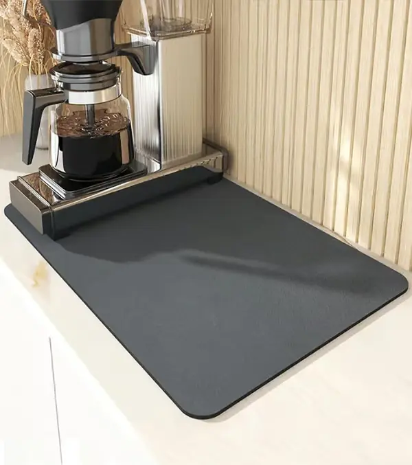 Kaffeabsorberende dryppmatte 40x50cm, svart - tampermatte, til kaffemaskin, tetilbehør