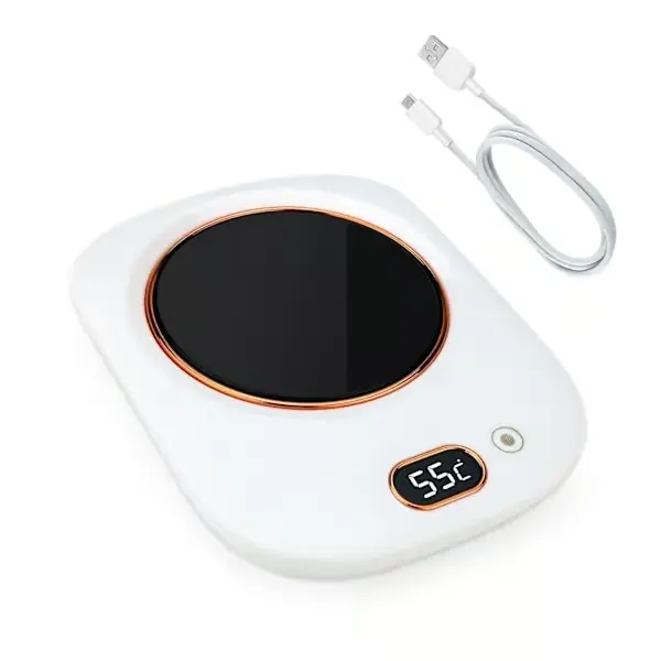Elektrisk kaffekoppvarmer, smart tekoppvarmer med 3 temperaturinnstillinger, USB-koppvarmer oppvarmet underlag for oppvarming av kaffe, te