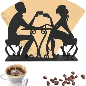 Kaffefilterholder for 120 filtre - Sort jernfilterposeholder for hjem, kafé og hotell