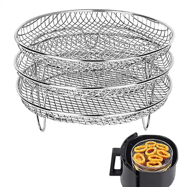 Airfryer-rist rund stekestativ kompatibelt med de fleste airfryere