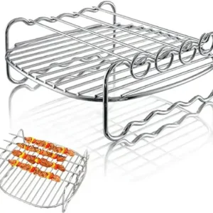 Airfryer-rist, 17 x 17 x 7 cm, airfryer-tilbehør, varmluftsfrityrtilbehør, rustfritt stål.